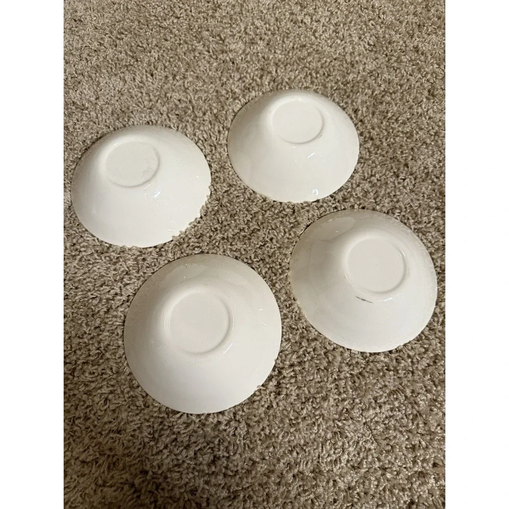 Set of 4 Homer Laughlin Rhythm Mid Century Vintage Aqua Blue Rhythm Berry Bowls